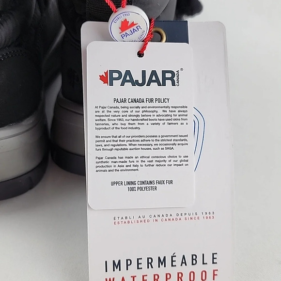 PAJAR Youth Black Winter Waterproof Boots Velcro Insulated Rated -30c Size US 1 - Picture 15 of 15